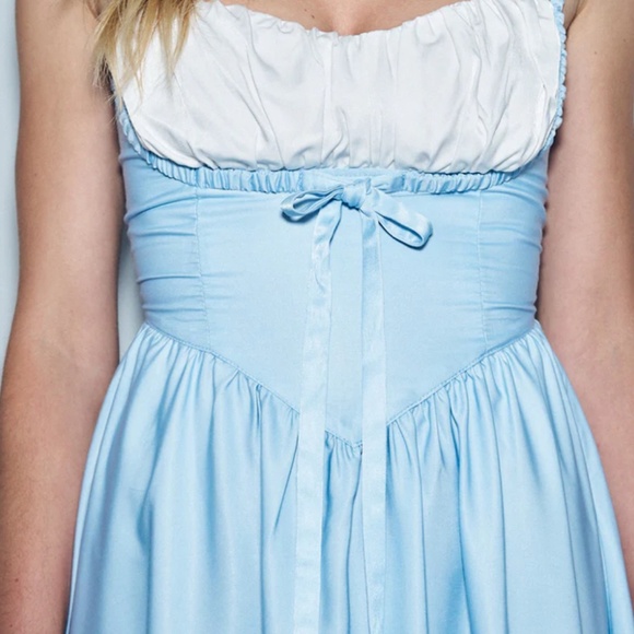 NWT Fashion Brand Company Boob Shelf Satin Dress Blue/White - Picture 4 of 5